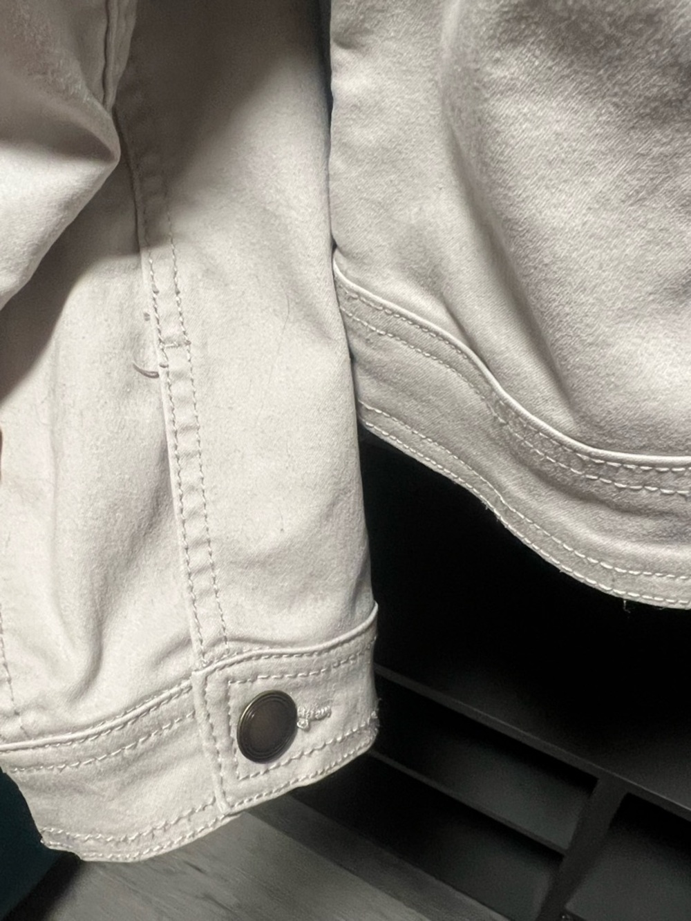 Cream Denim Jacket with Button-Front - Classic Trucker - Picture 6 of 9